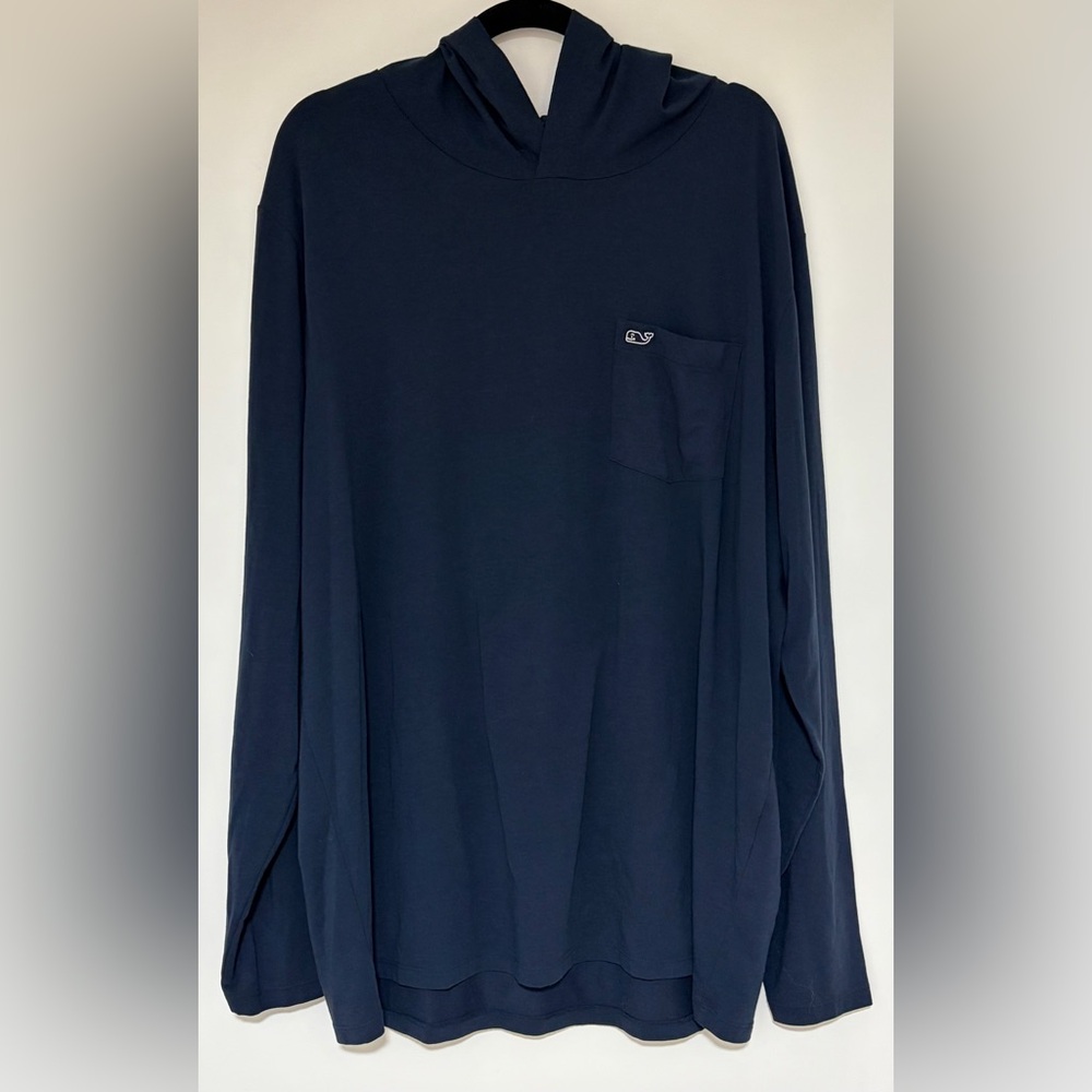 Men’s Vineyard Vines Navy Blue Edgartown Long Sleeve Hooded Pullover Shirt Sz XL